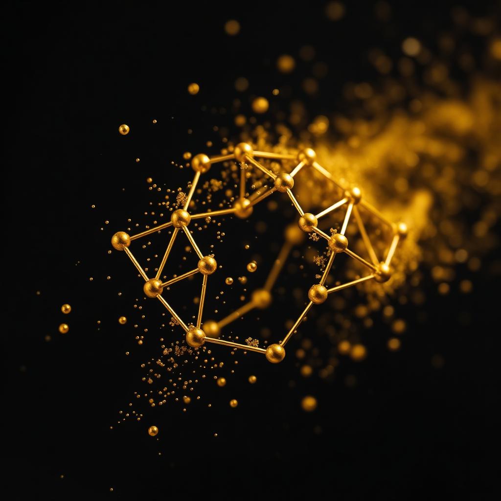 Abstract gold molecular structure